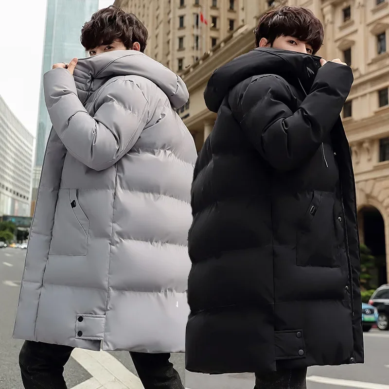 

Cotton-padded Men's Medium Long Autumn and Winter Plus Fat Size Down Padded Jacket with Thick Warm Cotton-padded Jacket