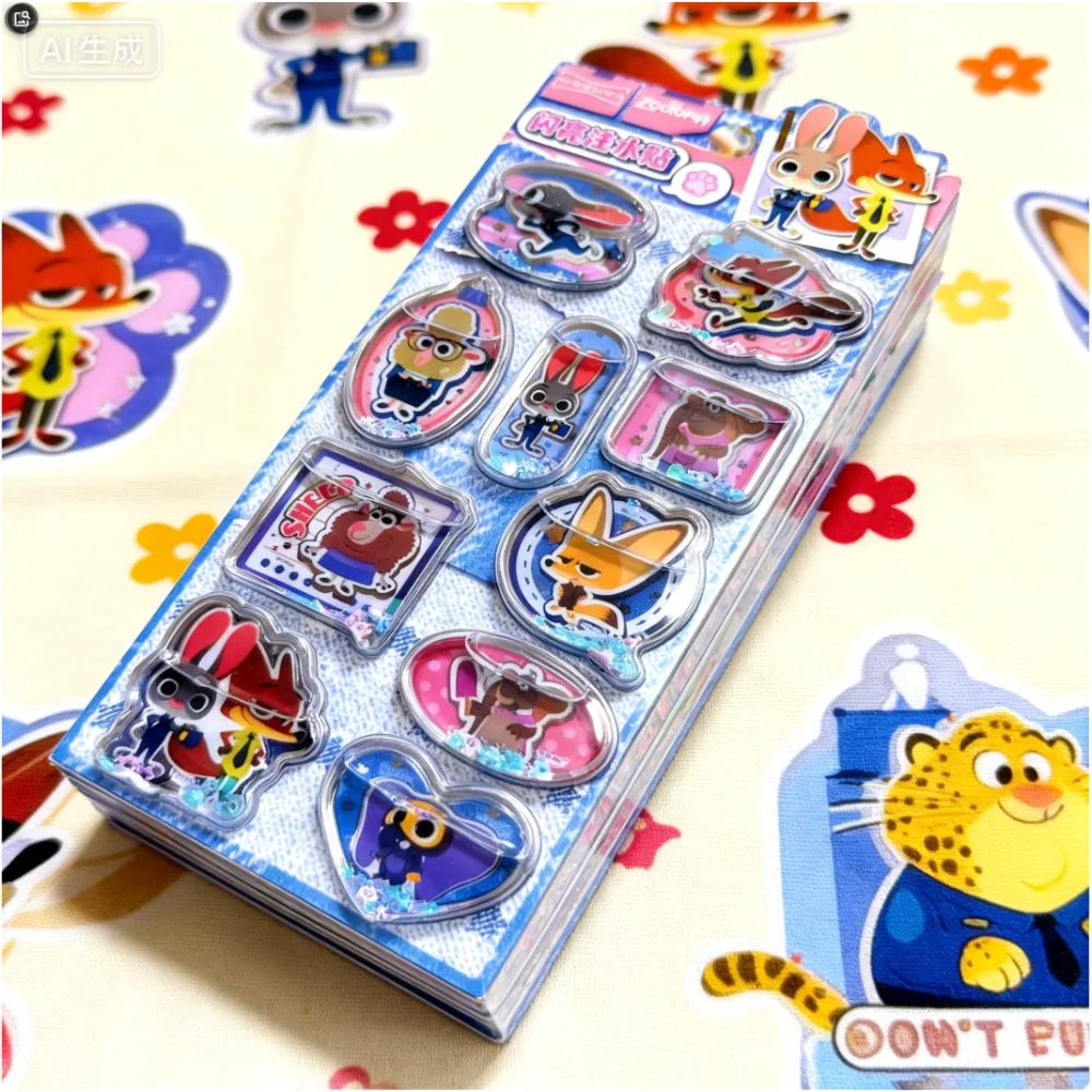 NEW Zootopia 3D Shake Stickers DIY Nick Notebook Album Diary Handbook Decorations Cute Judy Anime Stationery for School Students