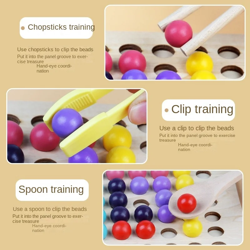 Bead match two-player game parent-child interactive early childhood education table focus training educational wooden toy