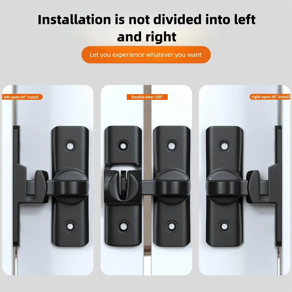 Trava de parafuso sem perfuração e trava de porta deslizante - Fixador de porta anti-roubo para banheiro/hotel montado em superfície