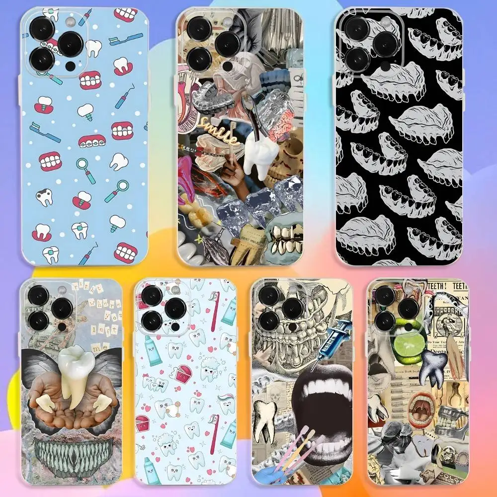 

Dentist Teeth Tooth Collage Phone Case For iPhone 17,16,15,14,13,12,11 Pro,Max,Plus,X,XS,XR,SE,Mini Transparent Silicone Soft
