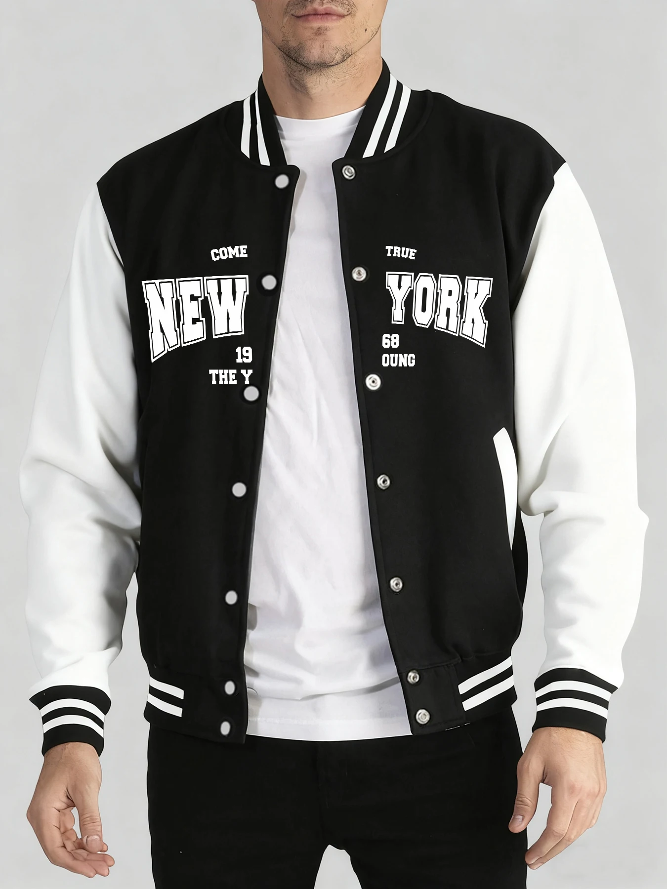 

France Paris Creative Pattern Men'S Sport Casual Jacket Loose Classic Menswear Street Fashion Coat Pocket Comfy Baseball Jersey