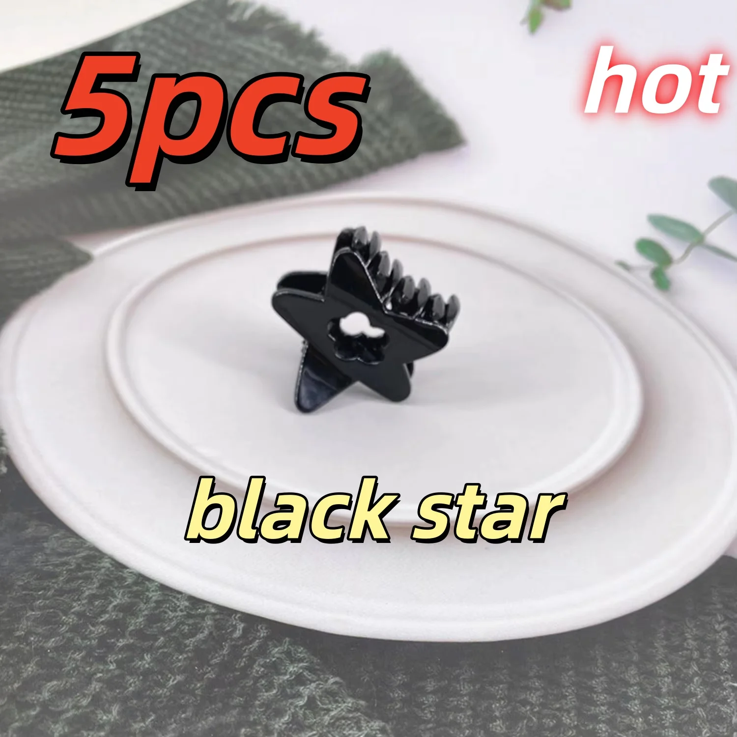 

Y2K Black Star Clamping Clip Fashion Sweet Black Hollow Pentagram Spicy Girl Punk Shark Hair Claw Hair Pins Barrettes