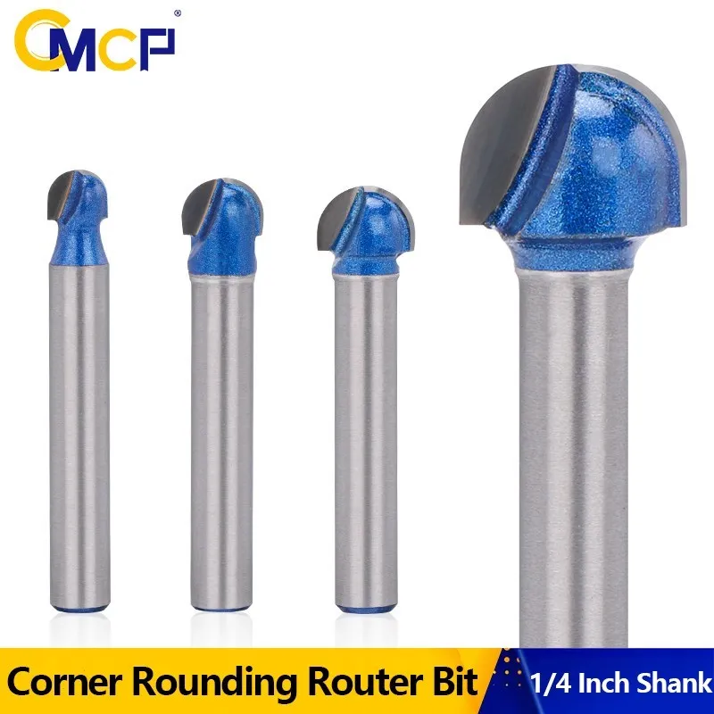 CMCP Wood Milling Cutter 1/4 Inch Shank Wood Trimming Cutter Corner Rounding Router Bit Radius Woodworking Tool 1pc