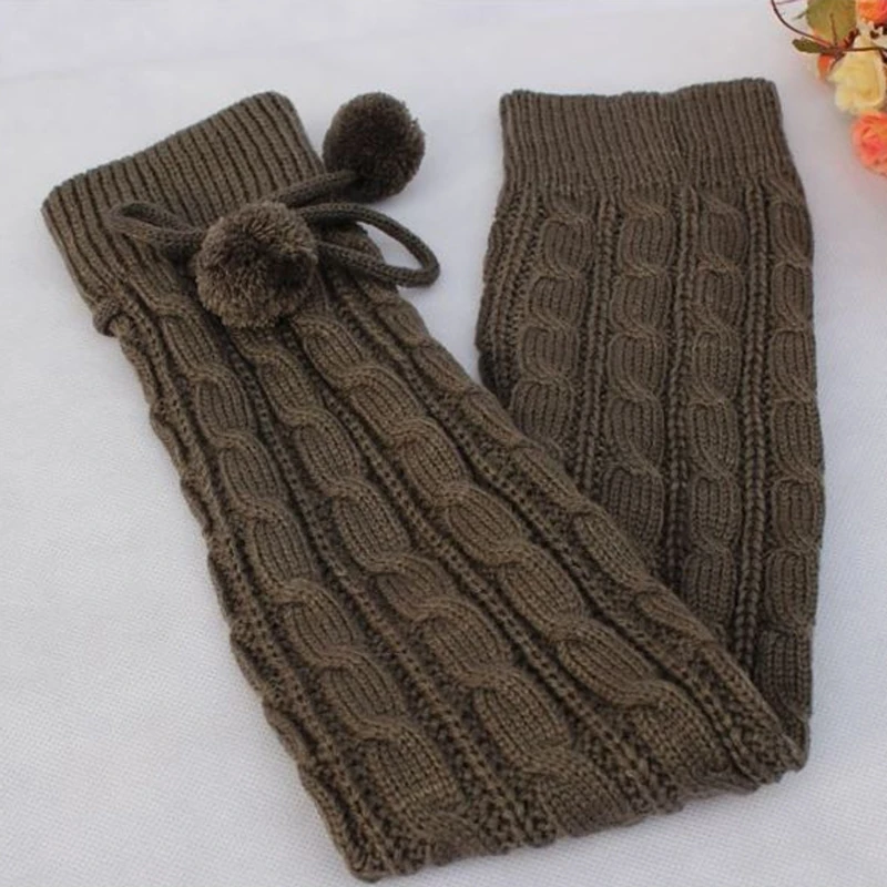 Thigh High Socks Bow Vintage Footless Stockings Women Crochet Long Leg Warmers