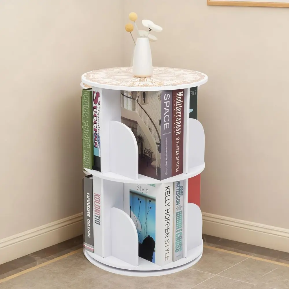

Вращающаяся книжная полка DoubleLayer 360° с 8 полками, вращающийся стеллаж для хранения книг, удобный для организации пространства