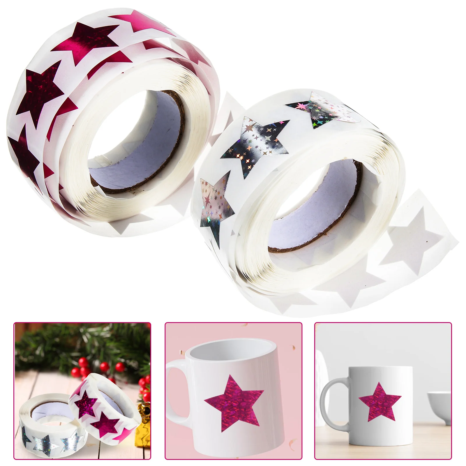 2 Rolls Self-adhesive Label Beautiful Stickers Star Shaped Seal Students Reward Gift Packaging Decals Copper Plate Children