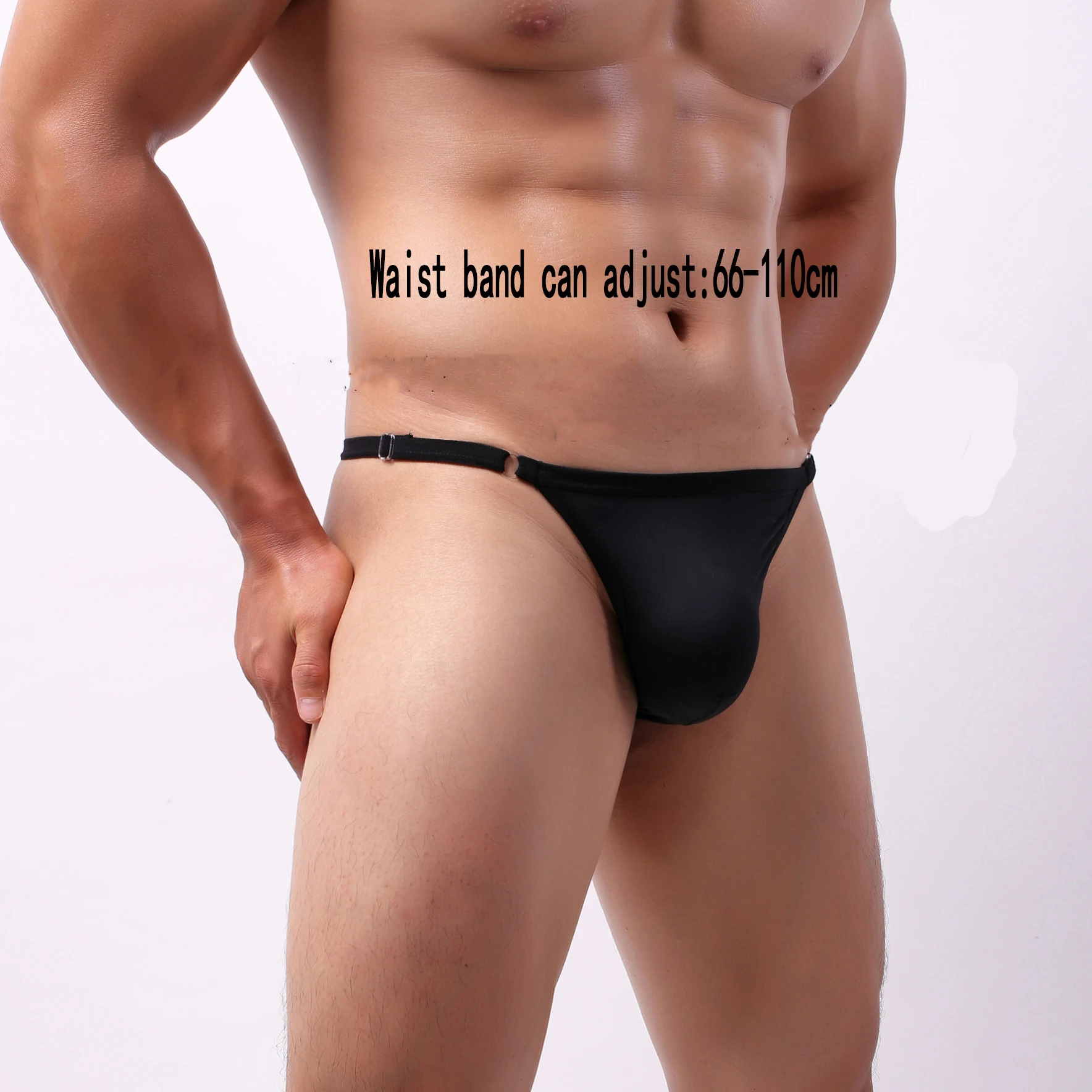 Tanga rosa para hombre, ropa interior con bolsa, Bikini brasileño extremo, banda ajustable, seda de hielo, bragas sexys, hilo G, Gay