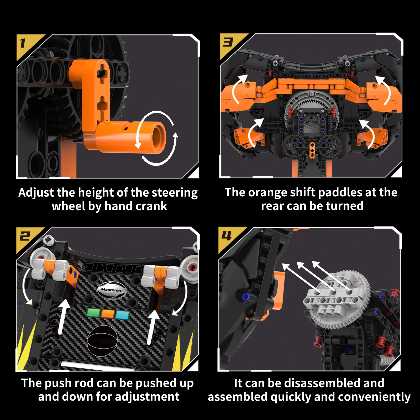 K96218 محاكاة سباق السيارات عجلة القيادة ألعاب مكعبات البناء، لعبة تعليمية نموذج الجمعية، هدية عيد ميلاد للأطفال