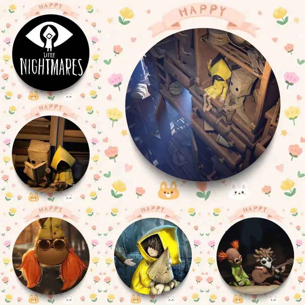 Game Little Nightmares Round Brooch Brooches Cartoon Badge Pins Backpack Hat Accessories Friend Gift