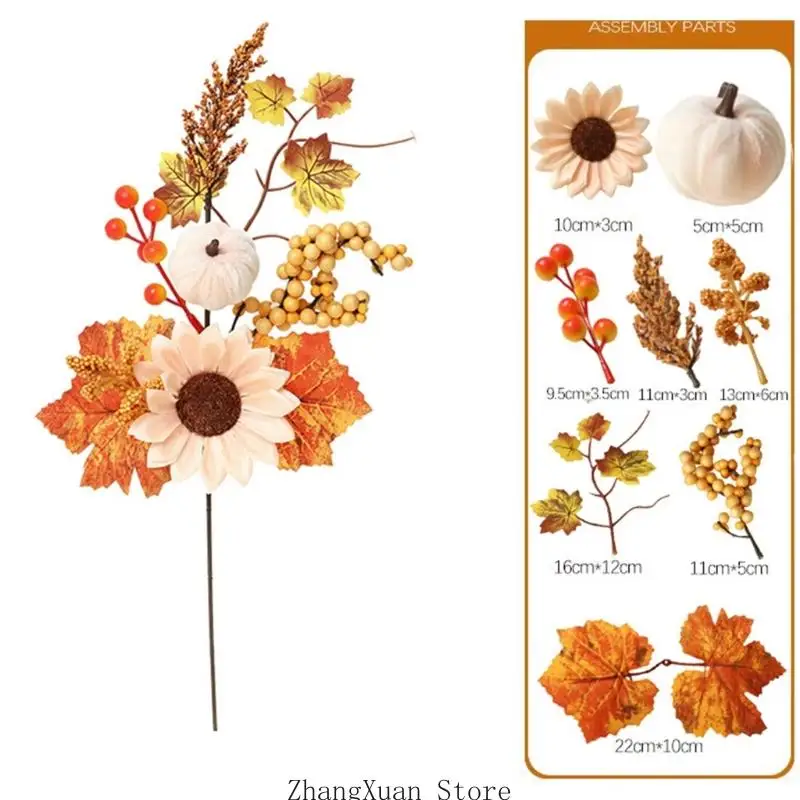Künstliche Herbstblumen, Erntedank-Blumenstiel für Tisch, und Zimmer, 3 x – Detail 2