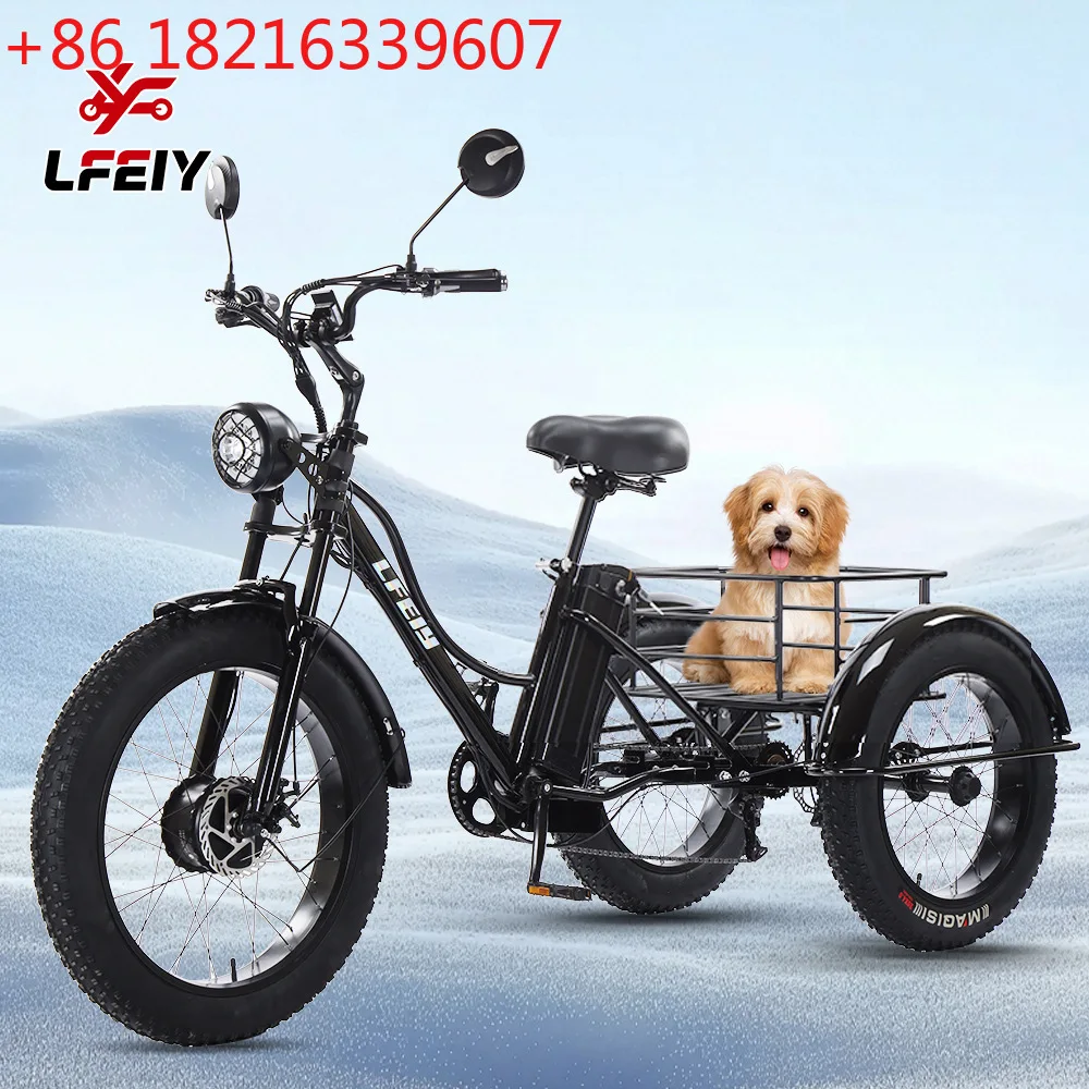 YAO 24-inch cheetah electric tricycle fat tire pedal power electric