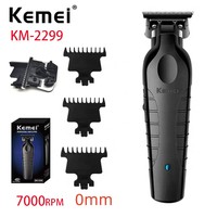 Kemei KM-2299 Cordless Trimmer Type-c Rechargeable Electric Hair Clipper Barber Zero Gapped Finish Hair Cutting Machine 7000RPM