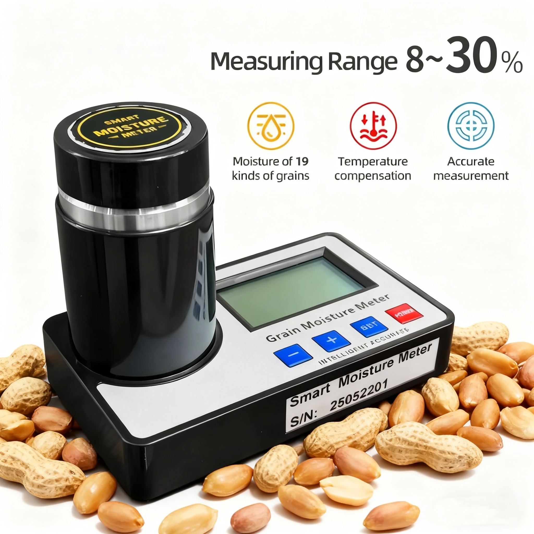 

AMT155 Smart Digital Grain Moisture Meter High Precision ABS Material 1 Year Warranty for Cashew Nuts Coffee