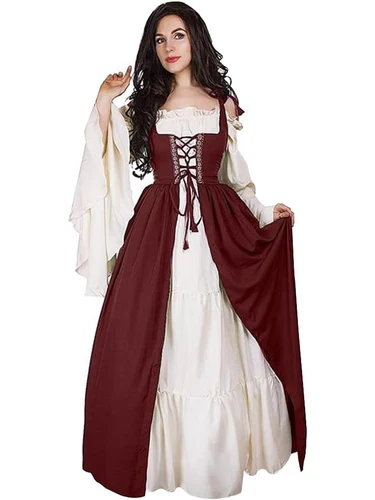 Imagen 2 del producto Disfraz medieval renacentista para mujer, falda escocesa para cosplay, vestido irlandés, vestido de Halloween para mujer