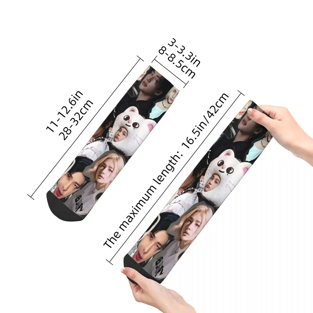 جوارب Hyunjin Collage Harajuku جوارب عالية الجودة لجميع المواسم إكسسوارات جوارب لهدايا عيد الميلاد للرجال والنساء #4