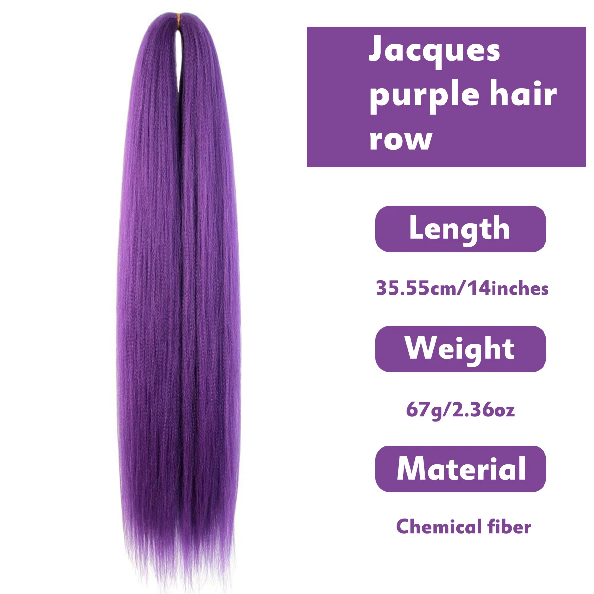 Purple Braiding Hair 14 Inch Short Pre Stretched Hair Straight Yaki Texture Synthetic Hair Extensions Softness,