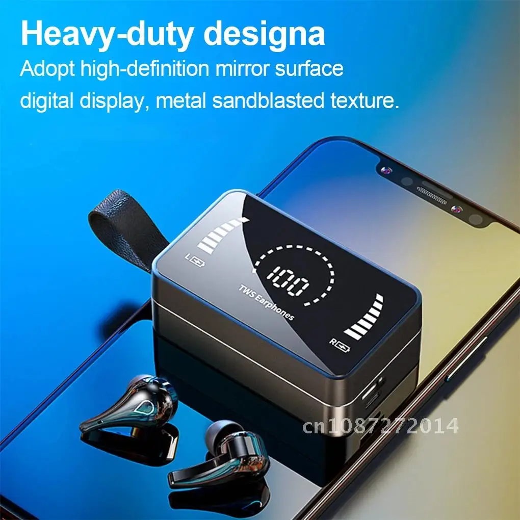 

Wireless Earphones Bluetooth-compatible 9D Headset LED Display Charging Box Mirror Screen H3 TWS Headphones 3500mAh