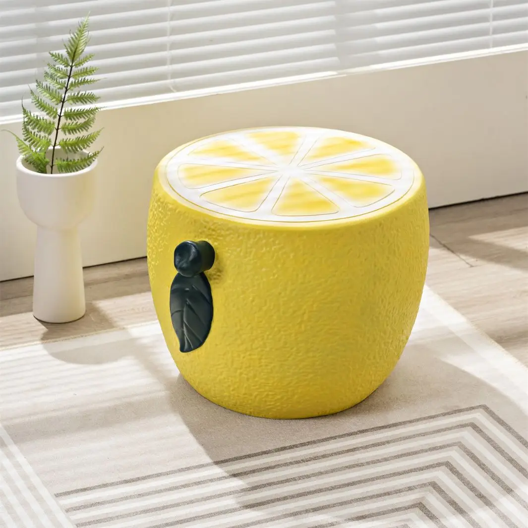 

Creative art lemon stool, fashionable design for living room, short stool, cute and fresh lemon shape, shoe changing stool