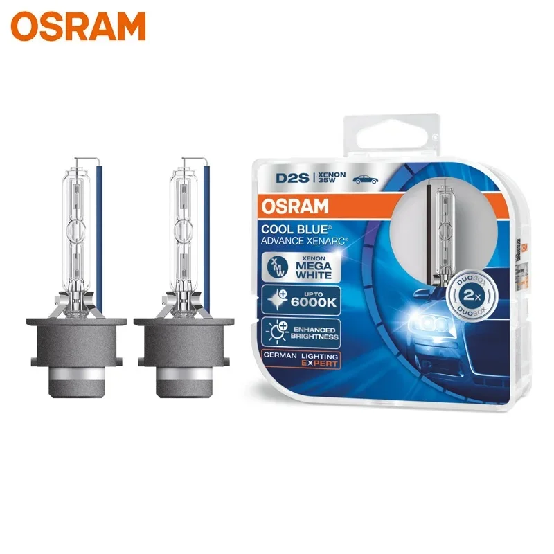 OSRAM Genuine D2S Cool Blue Advance HID Xenon Bulb P32D-2 12V 35W 6000K Super White High Low Beam Car Headlight 66240CBA,1 Pair