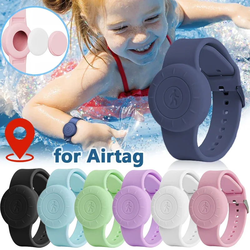 For Apple Airtag Case Cover Soft Silicone Watch Band GPS Tracker Kids Wristband Shockproof Waterproof Bracelet for Air Tag