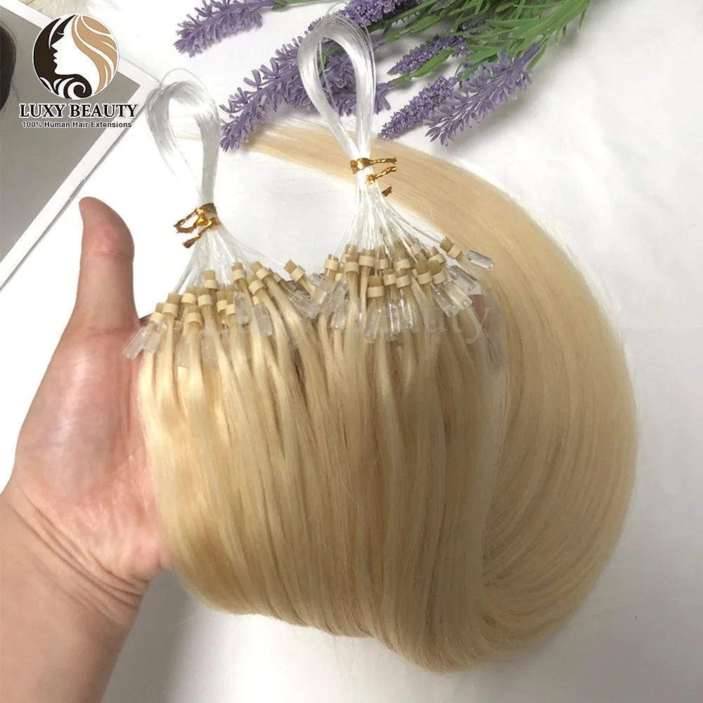 

Светлые человеческие волосы с микропетлей, 12-20 дюймов, наращивание волос с микропетлей, черные, коричневые, наращивание волос с микробусинами