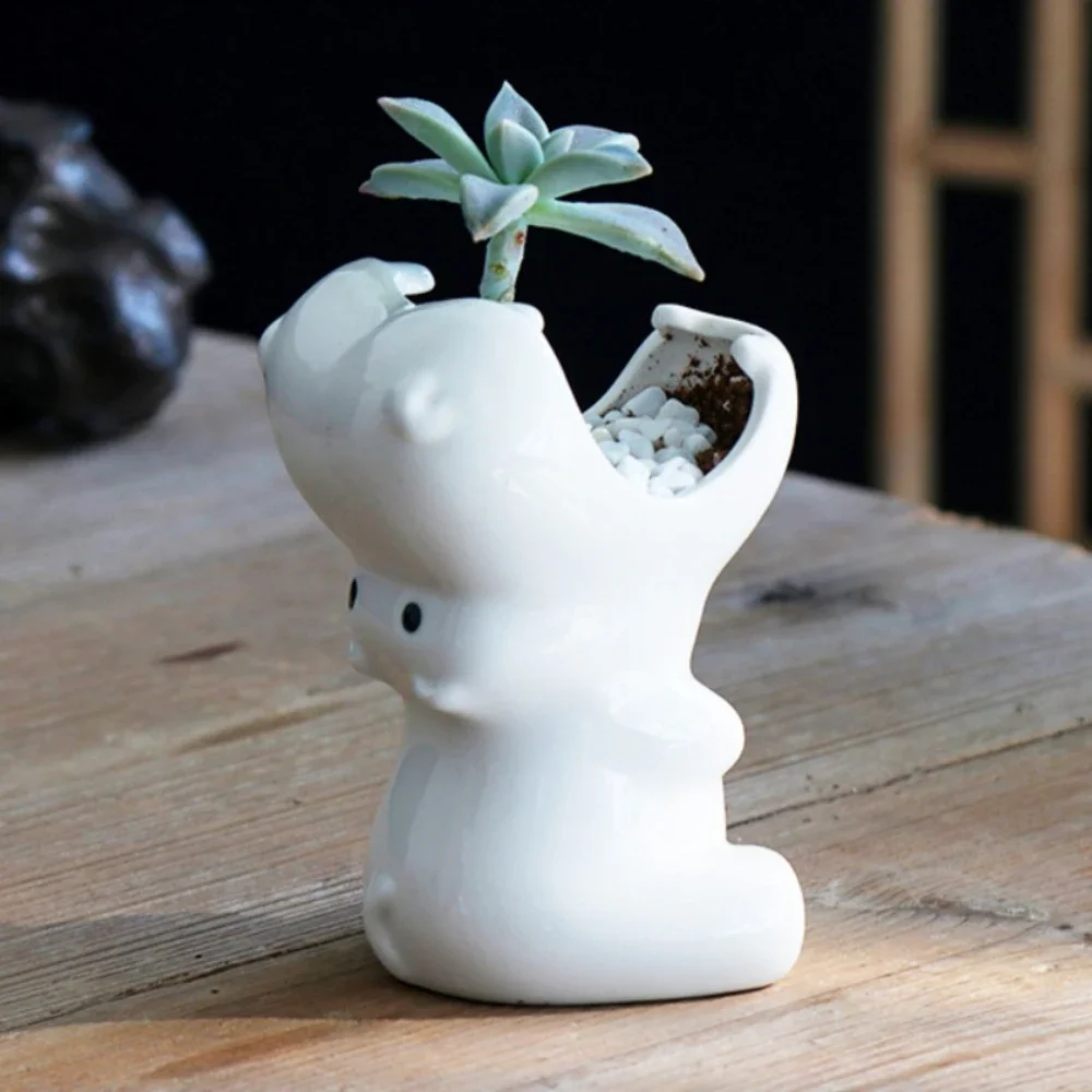 New Gardening Succulent Planter Hippo Ceramic Planter Balcony Desktop Pots Ornaments Plant Pot Cute Flower Pot Succulent Pot