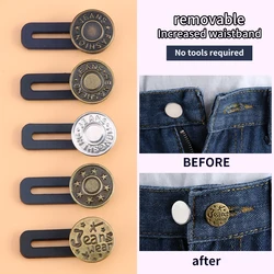 5pcs Magic Metal Button Extender For Pants Jeans Free Sewing Adjustable Size Retractable Waist Extenders Button Universal Buckle