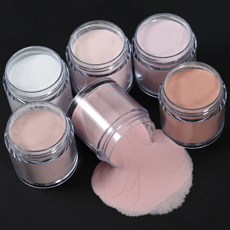 Set de 6 colores de polvo acrílico profesional para uñas, rosa, transparente, blanco, nude, polímero para extensión de uñas, tallado 3D, francés 4