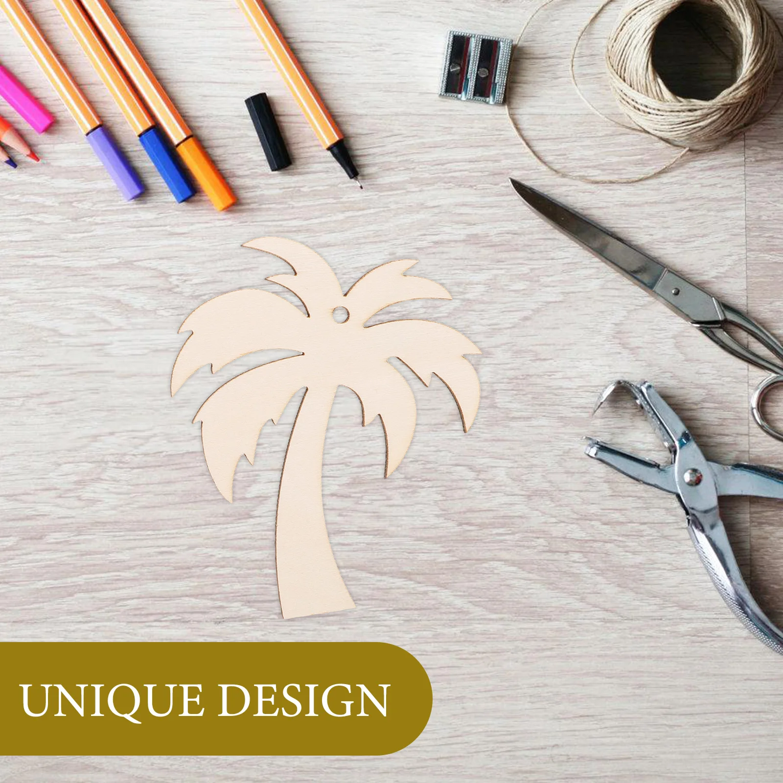 

20Pcs Wooden Palm Tree Shapes Smooth Craft Chips for DIY Home Decoration Party Festival Hanging Ornaments Unpainted