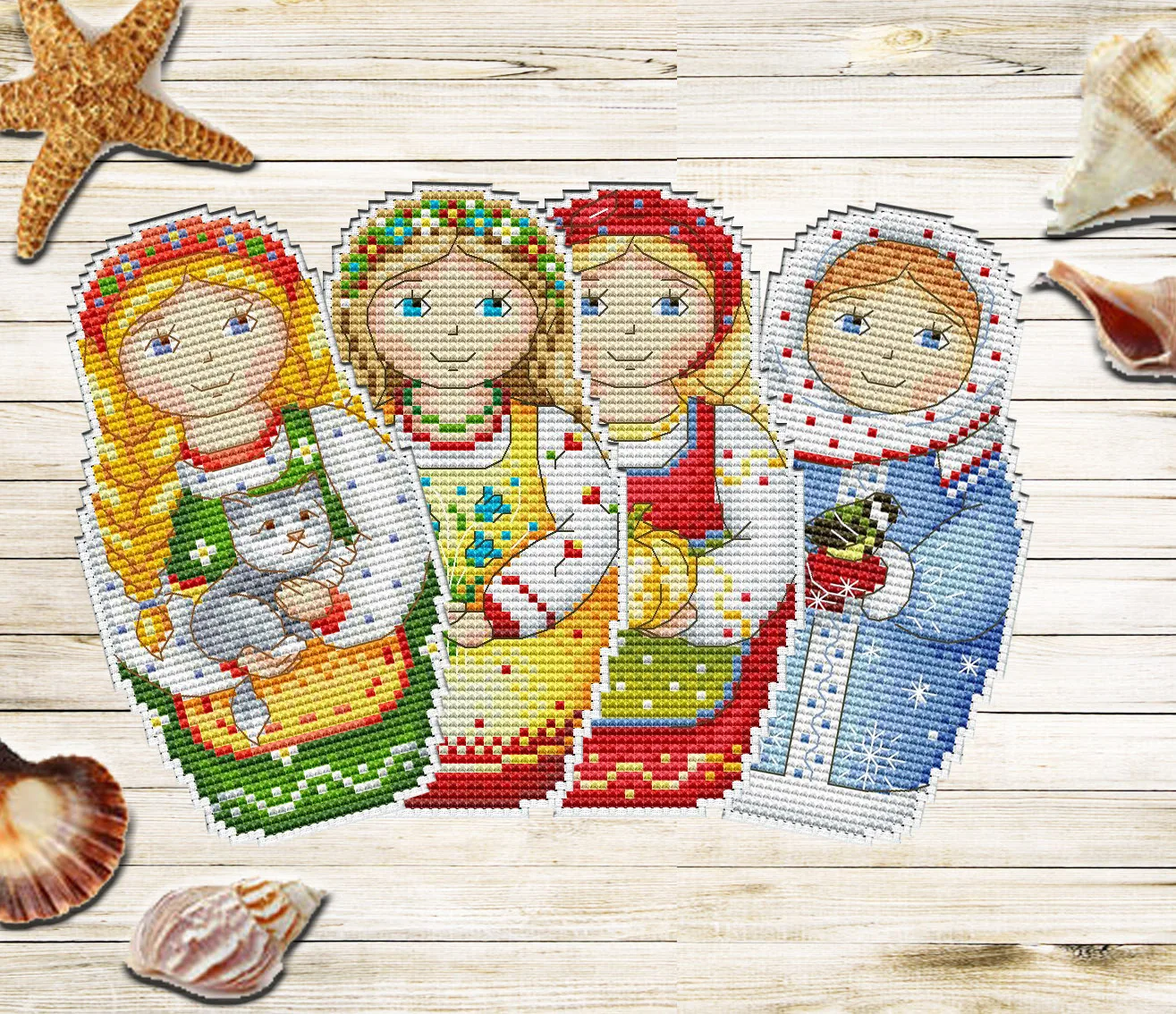 Four Seasons Doll Plastic Canvas Fabric, DIY Handmade Needlework, Embroidery Knitting Crafts, Cross Stitch Ornaments