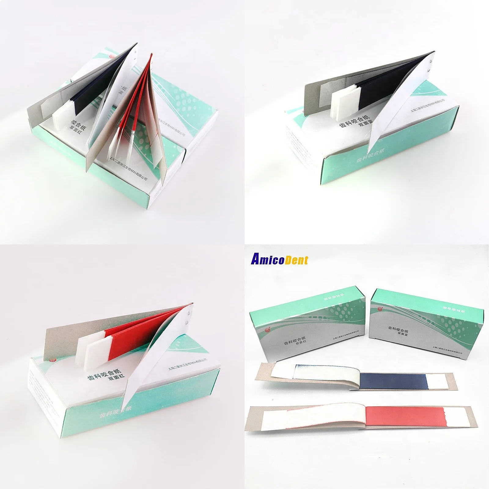 Medical Quality Dentals Articulating Paper Straight 100um 200 Sheets Box Blue Red Mixed