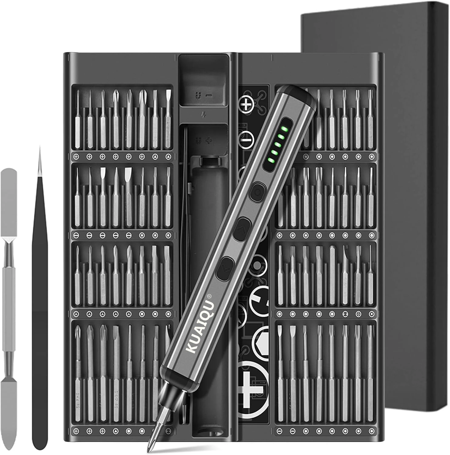 KUAIQU Electrical Precision Screwdriver 68 in 1,Magnetic Screw Driver Kit,2 Gear Torque,400+ Screw S2 Steel Precision Bit