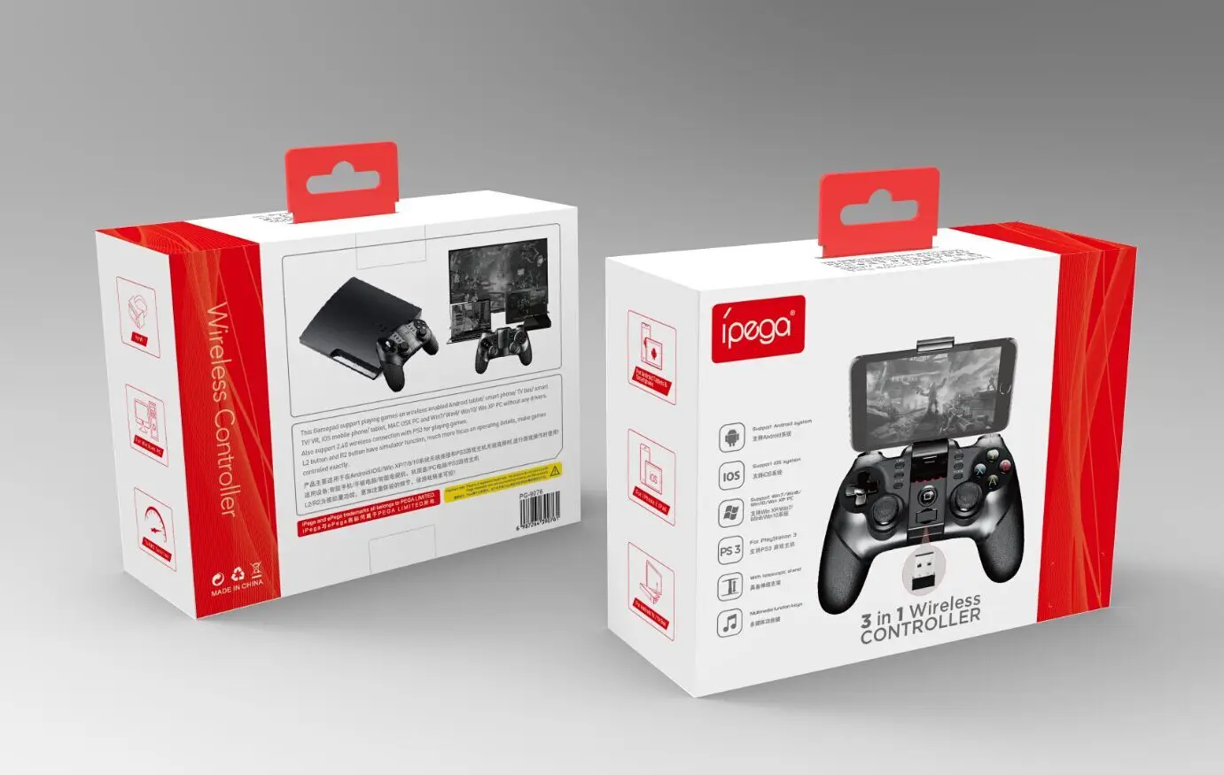 وحدة تحكم الألعاب اللاسلكية IPEGA للتبديل أو منصات الألعاب المتعددة مع تسارع توربو وجهاز استقبال 2.4 PG-9076