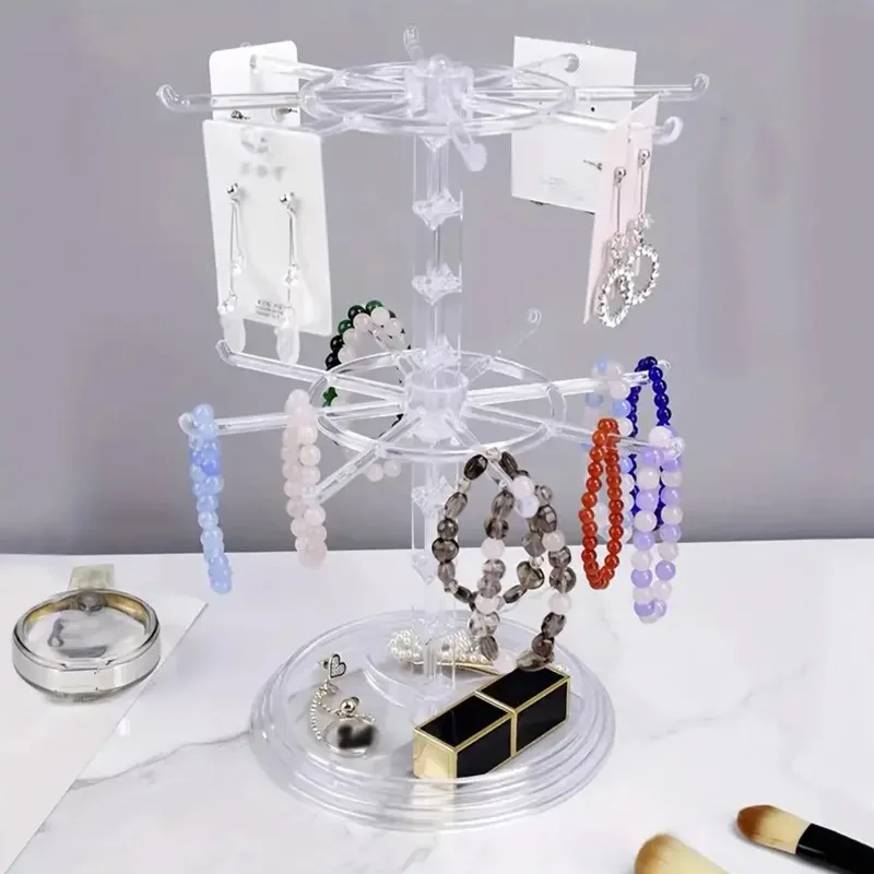 Rotating Earring Storage Rack Women's Earring Display Rack Bead Bracelet Hanging Necklace Hand Jewelry Box