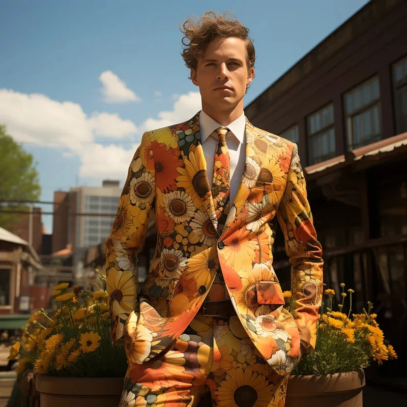 

2024 Men 3D Digital Printing Blazer Suit Cos Party Stage Nightclub Cool Performance Suit Singers Slim Fit Blazers Set