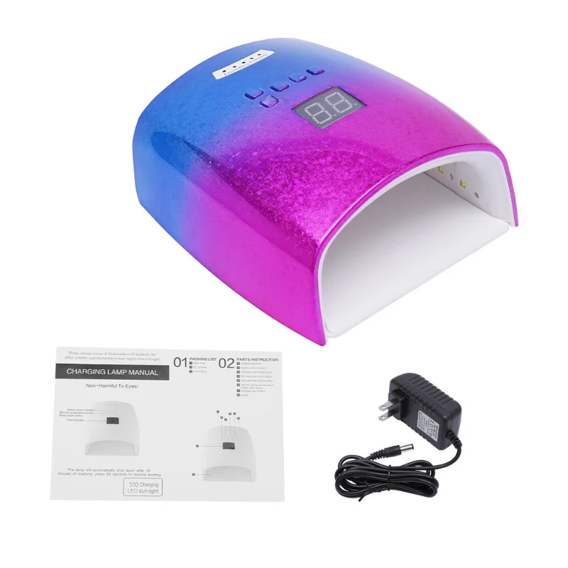 Asciugatrice per smalto gel senza fili ricaricabile da 48 W S10 Asciugatrice per pedicure Lampada per manicure senza fili ricaricabile Lampada LED UV per unghie