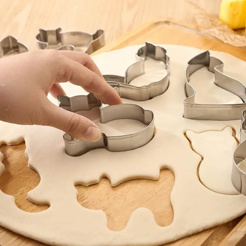 Cute Cookie Cutters 9 Pieces Small Stainless Steel Cat Cookie Molds Mini Funny Cartoon Cookie Molds Cooking Cutters for Cookies