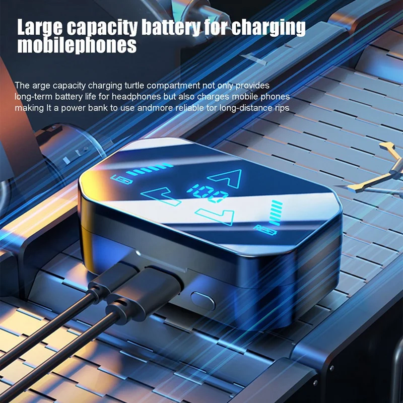 سماعات رأس رقمية لاسلكية مع حقيبة شحن ، إلغاء الضوضاء ، ميكروفون مدمج ، IPX4 مقاوم للماء متين ، بلوتوث