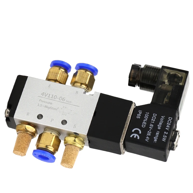 4V110-06 1/8 Air Solenoid Valve PNEUMAT VALV 5 Way Port 2 Position Gas Pneumatic Electric Magnetic Valves  DC12V 24V 110V 220V