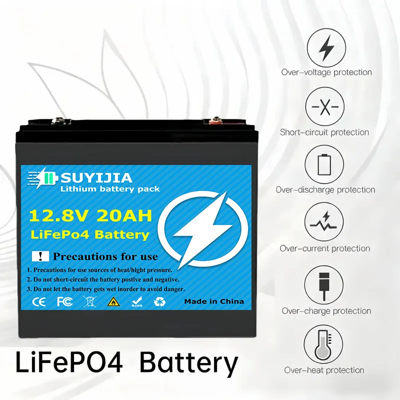 12.8V 20Ah LiFePO4 Lithium Battery 3000+ Cycles - 12V 256Wh Deep Cycle Battery with 30A BMS for Kids Scooter, Boat Trolling Moto