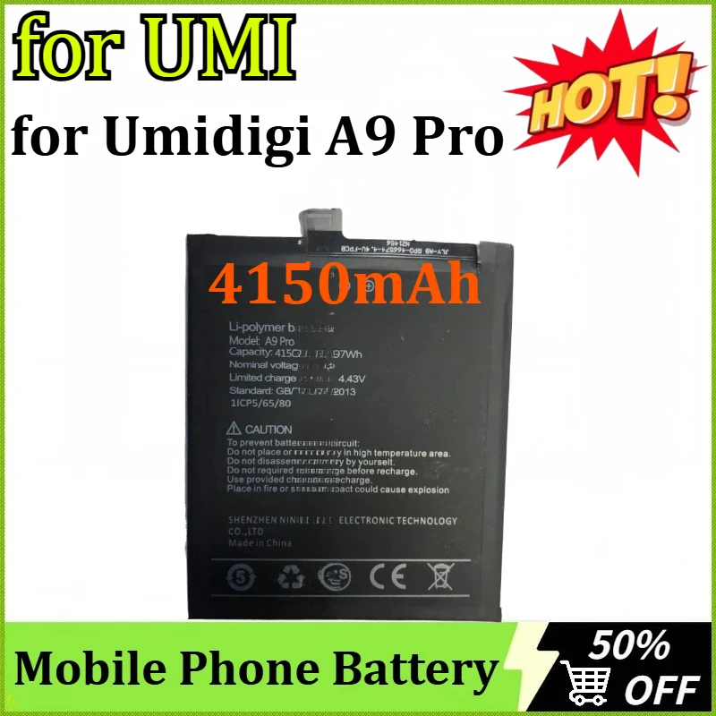 Новая обновленная высококачественная батарея емкостью 4150 мАч для UMI Umidigi A9 Pro, сменная батарея для телефона большой емкости