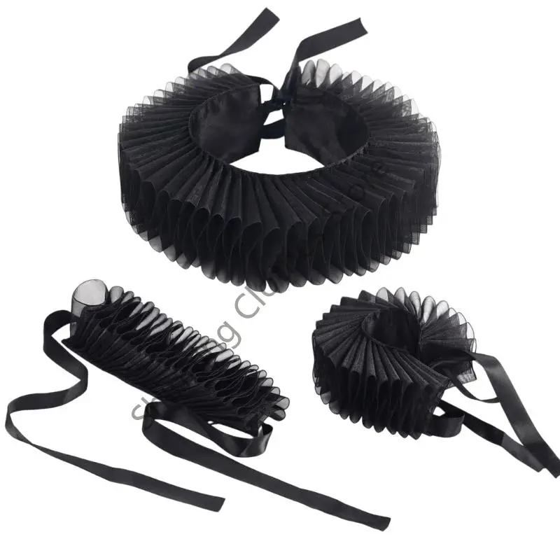 M68A أصفاد المعصم ذات الياقة الكاذبة القابلة للفصل للقميص أو الفستان المكشكش التلبيب شال لسيدة فتاة المختنق #5