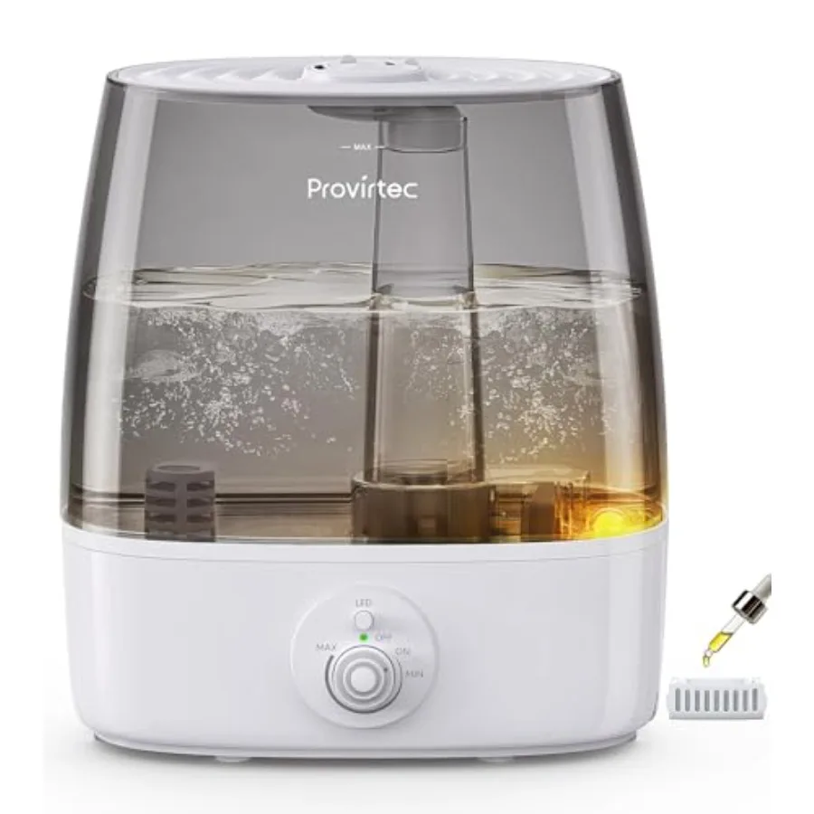 

6.5L Stay Clean Tank Humidifier for Large Room: BPA-Free Plastic, White, Low Maintenance Ultra Quiet 65H Runtime