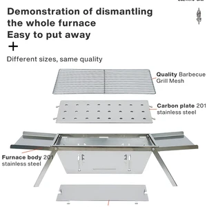 شواية شواء قابلة للطي من الفولاذ المقاوم للصدأ للمنزل والخارج ، كباب فحم محمول لا يدخن ، قابل للطي أعلى 12 موقد فحم مبيعا - رقم 5
