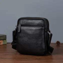Men's Mini Bag Genuine Leather Shoulder Bag Men Leather Cross Body Casual Outdoor Sports Stiletto Bag Cowhide Messenger Bags