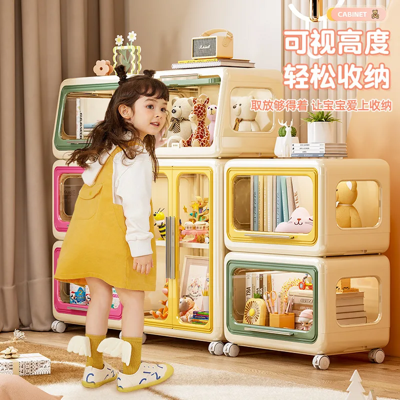 AOLIVIYA خزانة المنزل تخزين الكتب أشتات الغبار واقية متعددة الوظائف الرف لعبة التشطيب عجلة مختومة عربة #4