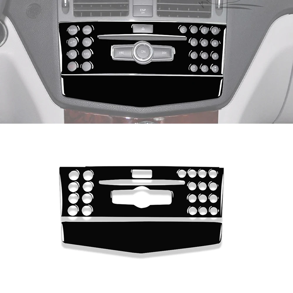 Center Console CD Panel Decoration Trim Cover for Benz C-Class W204 2007 2008 2009 2010 Car Interior Accessories Piano Black