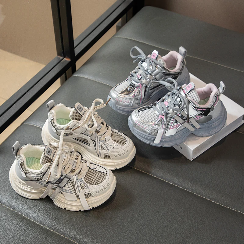 

2025 New Children Running Shoes Breathable Soft Bottom Kids Sneakers Handsome Autumn New Students Casual Shoes Non-slip Fashion