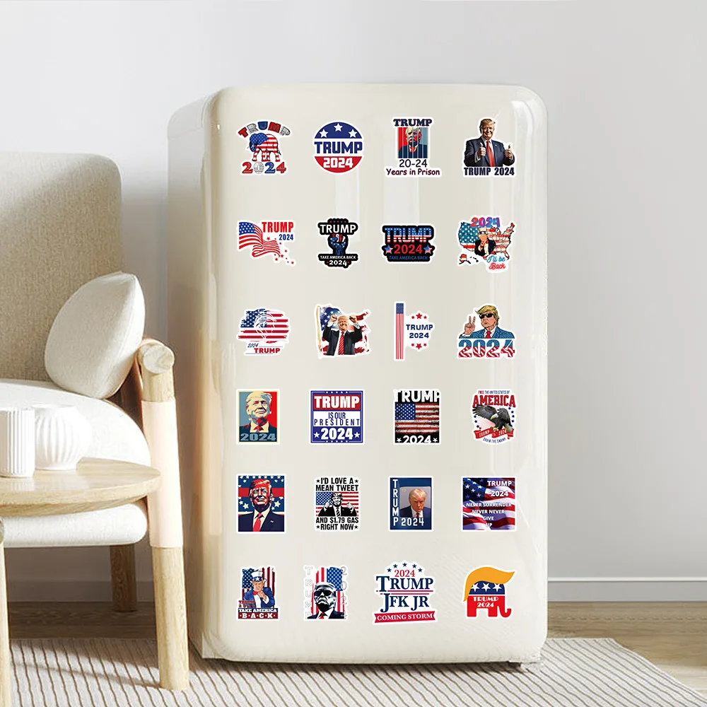 53pcs trump 2024 sticker Presidential Election for Luggage Motorcycle Helmet Skateboard Phone Funny Stickers Scrapbooking Materi